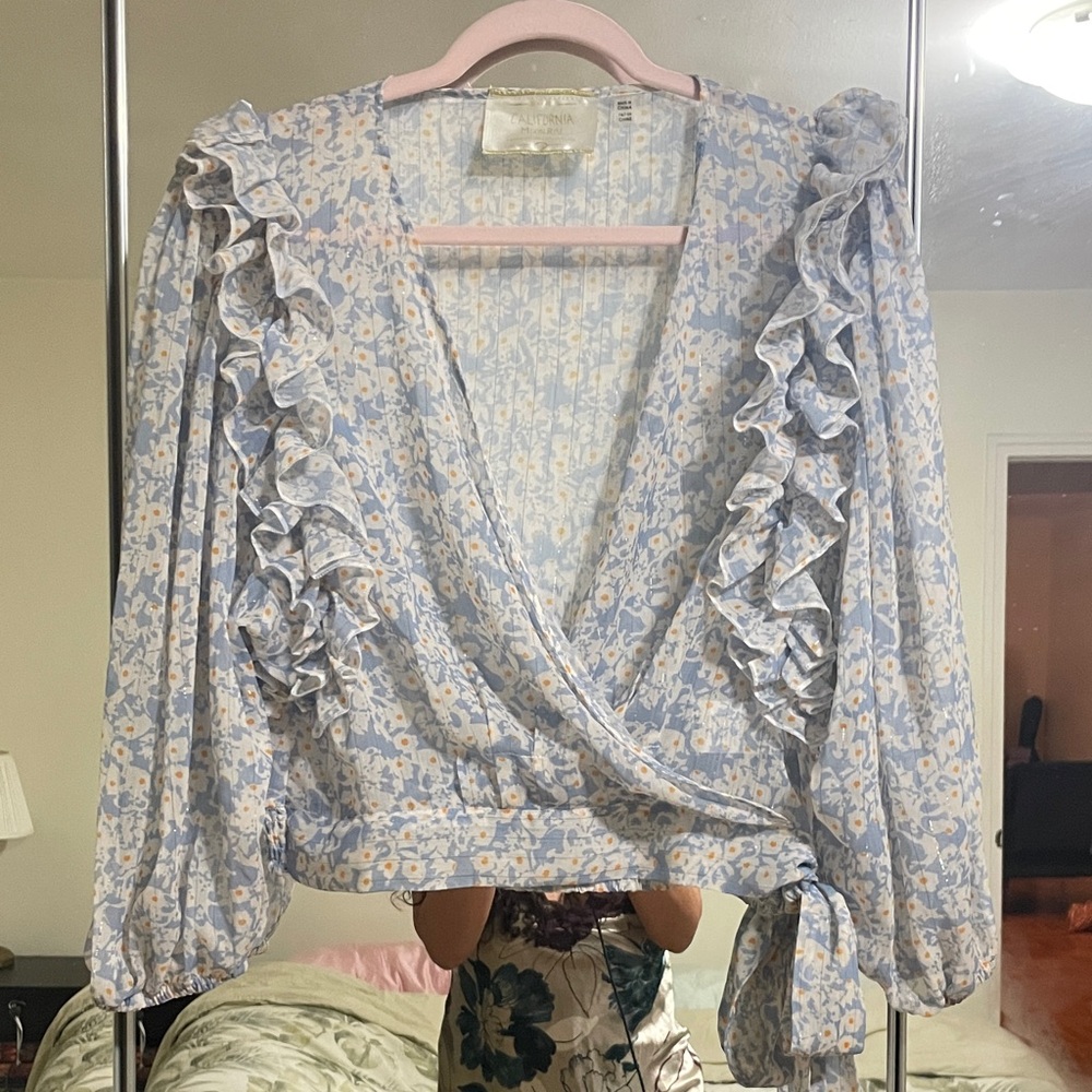 Floral Ruffle Wrap Top